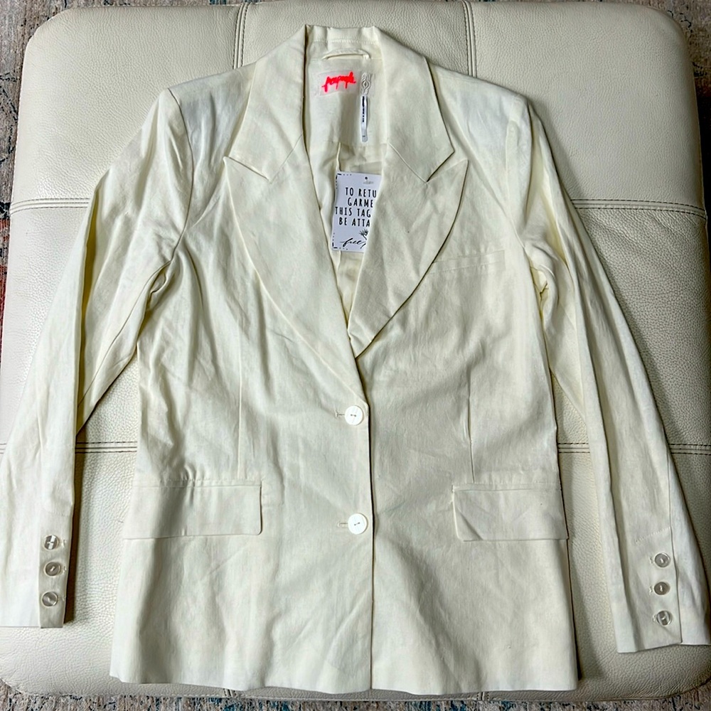 NWT Free People Linen Blend Cream Blazer Size Small